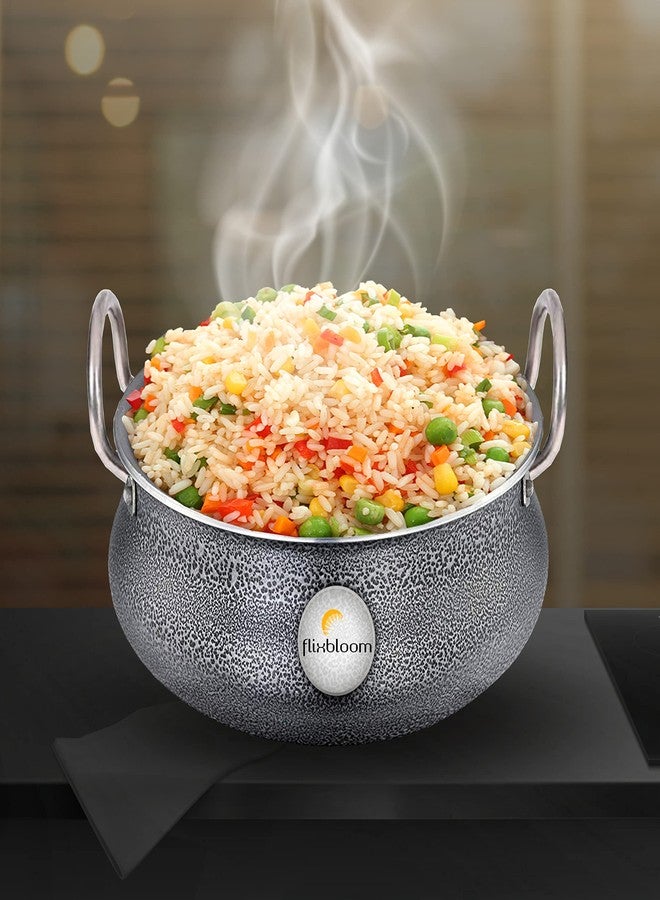 FLIXBLOOM فليكس بلوم التعريفي هاندي مع غطاء | بونجال هاندي | جوندو | كاداي | وعاء الهريس/وعاء الصلصة/برياني هاندي/بنجابي هاندي/بونجال هاندي/خيشادي هاندي | تجهيزات المطابخ وأدوات التقديم للمطبخ (2 لتر) - Image 1